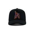 LA Brush Calligraphy Black Snapback - Purple & Gold Flow