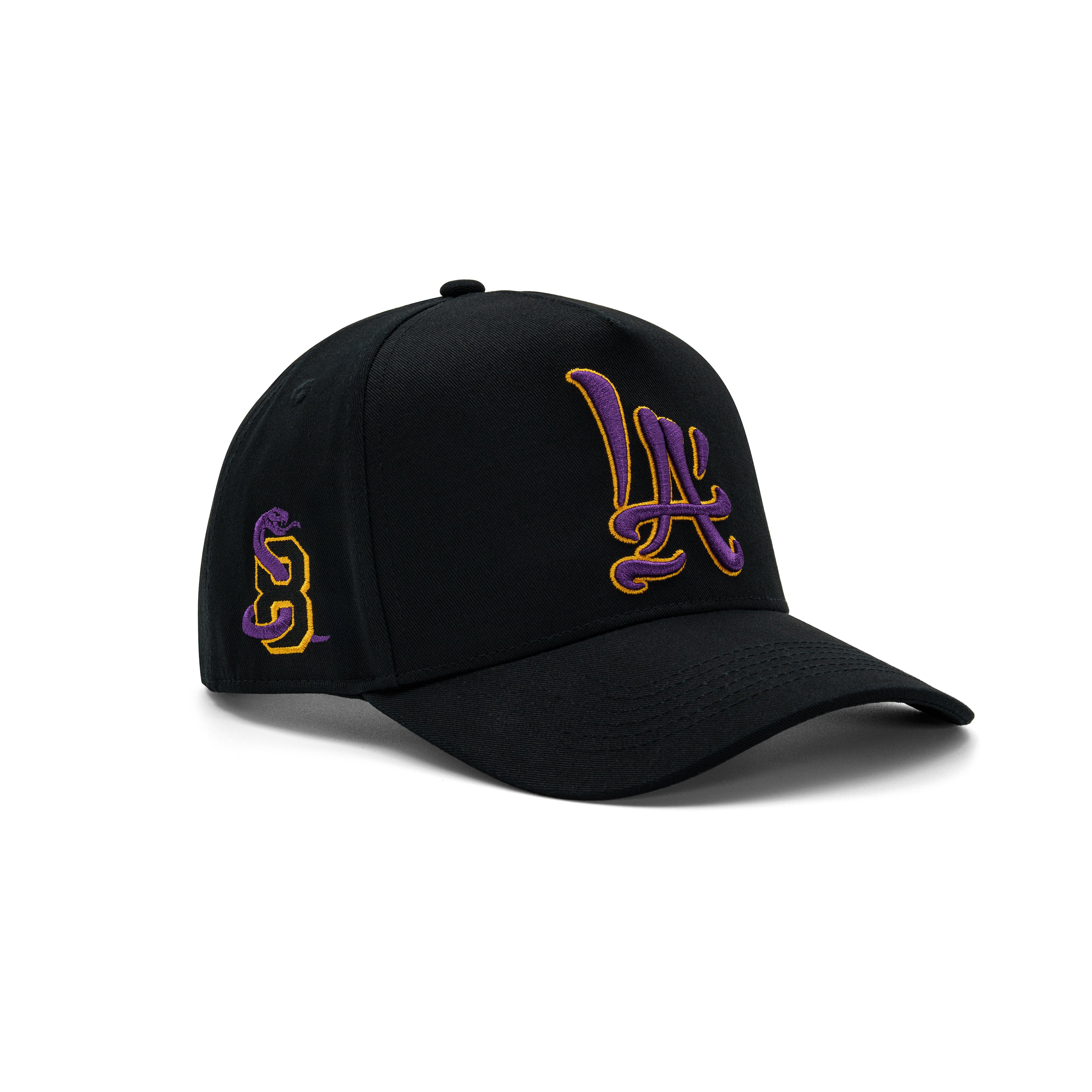 LA Brush Calligraphy Black Snapback - Purple & Gold Flow