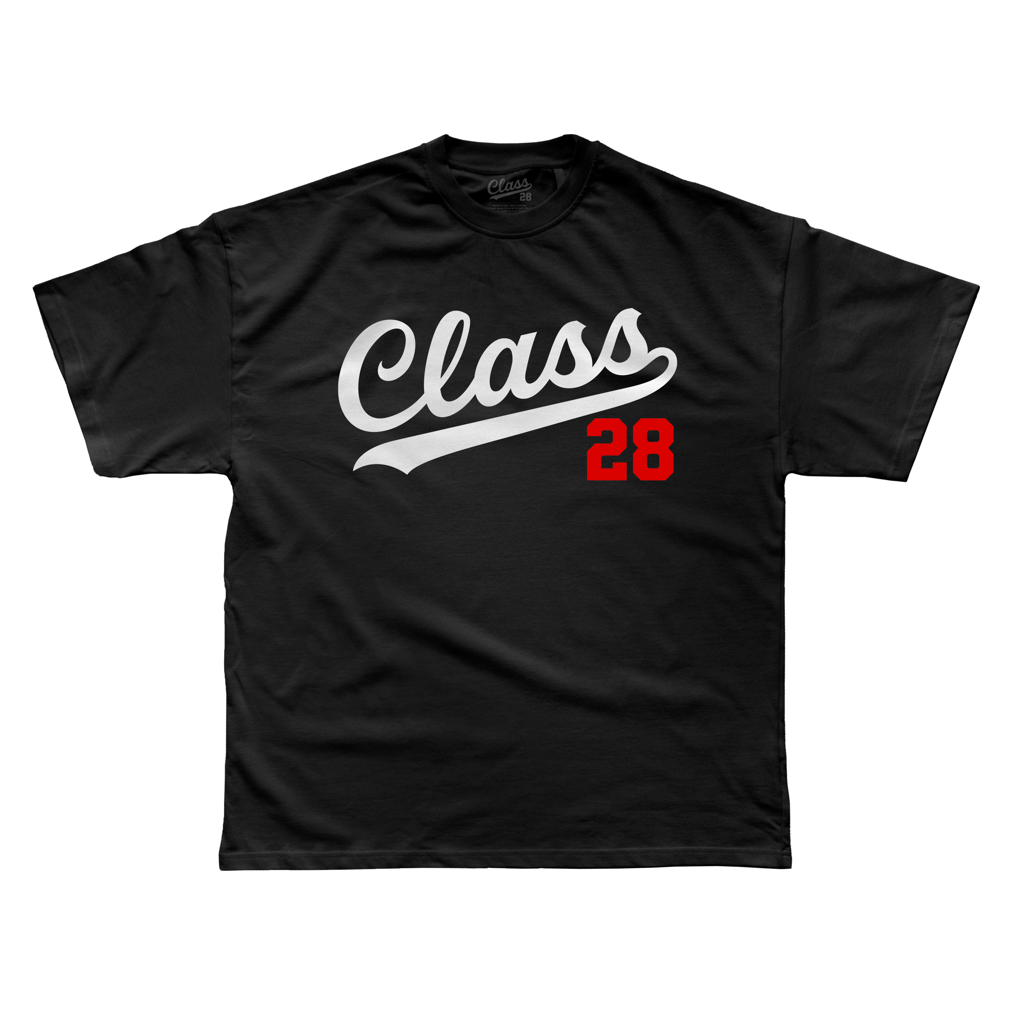 Class 28 Classic Script White/Red Logo Tee Black