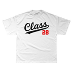 Class 28 Classic Script Black/Red Logo Tee on White
