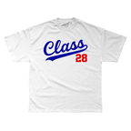Class 28 Classic Script Blue/Red Logo Tee on White