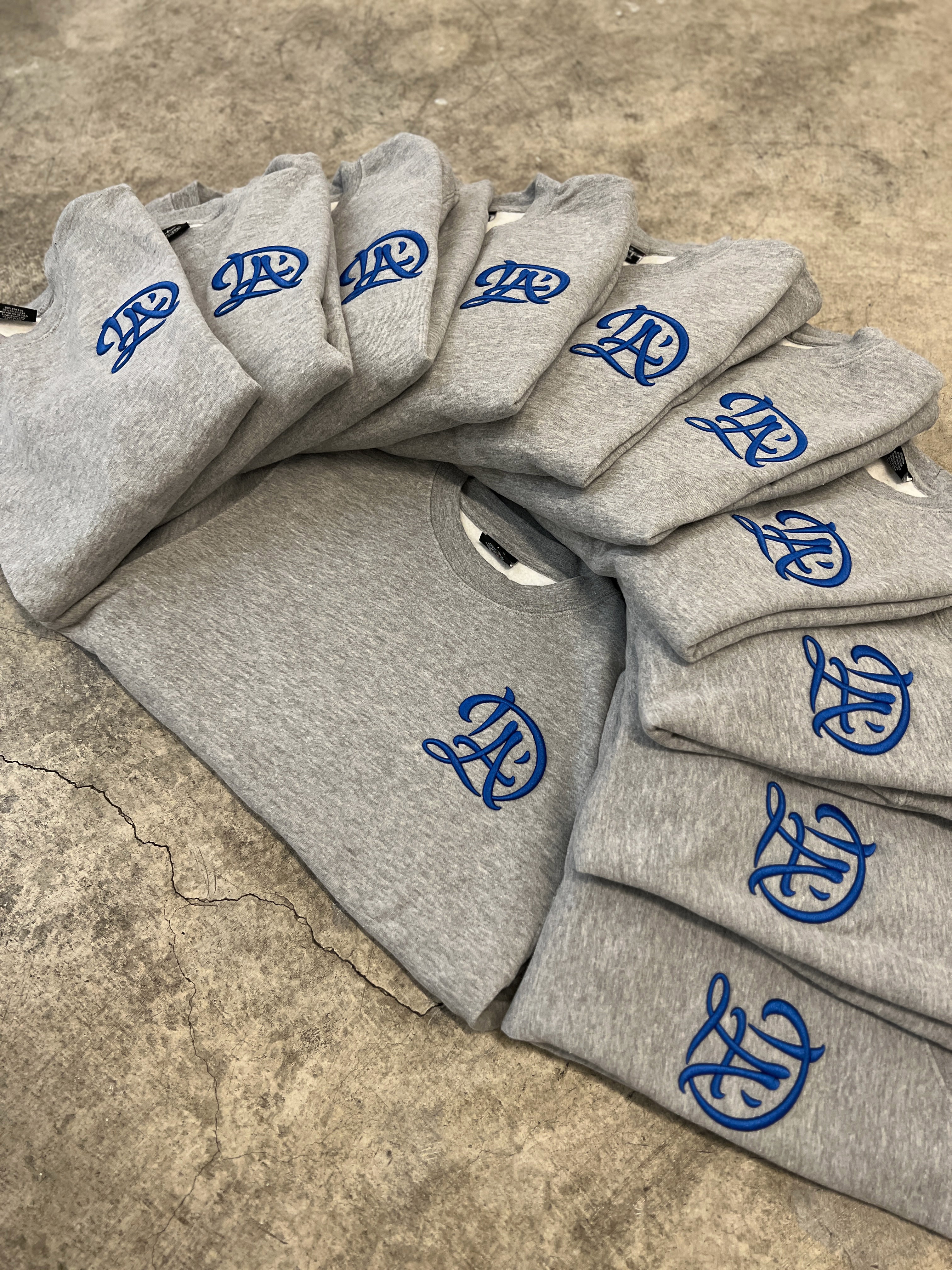 DLA Puff Embroidered Crewneck Heather Grey (Sample Sale Limited Quantity)